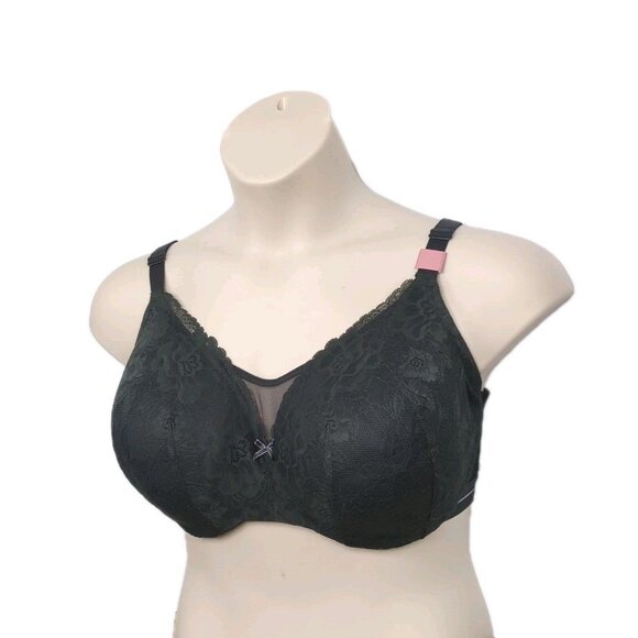 Lane Bryant Cacique Women Bra Full Coverage Lightly Lined 38F Black Lace - Picture 5 of 10